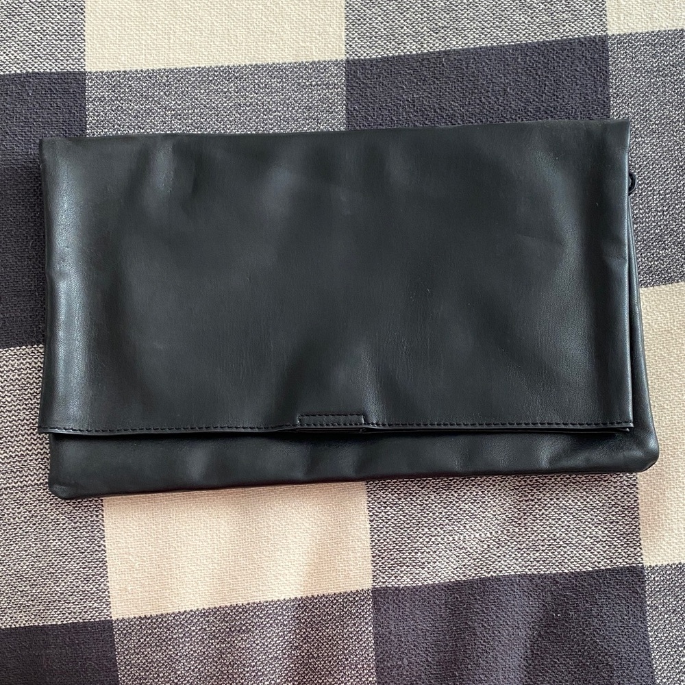 Elegant Black Leather Women's Clutch